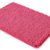 Yeaban Hot Pink Badezimmerteppiche,Dicke Chenille-Badematten,Saugfähiger und waschbarer Badteppich rutschfeste,…
