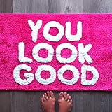 You Look Good Badematte Hot Pink Blush Cute Badezimmer Teppiche für Mädchen Hello Gorgeous Peach Coral…