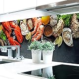 Küchenrückwand Seafood Premium Hart-PVC 0,4 mm selbstklebend - Direkt auf die Fliesen, Größe:Materialprobe…