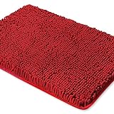 Yeaban Rote Badezimmerteppiche - Dicke Chenille-Badematten | saugfähiger und waschbarer Badteppich,…