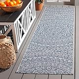 Safavieh Zeitgenössische Teppich für Innen - & Außenbereich - Courtyard Collection, Kurzer Flor, Hellgrau…