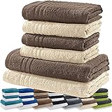 REDBEST Frottier-Set New York 2-farbig 6-TLG. Walk-Frottier Taupe-Creme