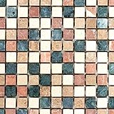 Mosaik Fliese Marmor Naturstein creme beige rot grün Random für BODEN WAND BAD WC DUSCHE KÜCHE FLIESENSPIEGEL…