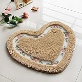 Badezimmerteppich mit Blumenmuster und Rosen-Herzform, Bodendekoration, Teppich, weiche Badezimmerteppiche,…
