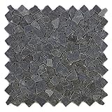 Divero 4 Fliesenmatten Naturstein Mosaik aus Andesit für Wand und Boden schwarz á 50 x 50 cm