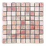 DIVERO 11 Fliesenmatten Naturstein Mosaikfliesen aus Marmor für Wand und Boden creme-rosa á 29 x 29…