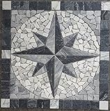 Marmor Rosone 60x60 cm Kompass Naturstein Windrose Mosaik Fliesen Einleger 071