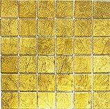 Mosaik Quadrat Crystal uni gold Struktur Glasmosaik Transluzent Transparent 3D, Mosaikstein Format:…