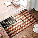 Badematte 50x80cm, Rutschfeste Badteppich, Amerikanische Flagge, USA-Flagge über vertikal gestreiftem…