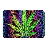 Loussiesd Weed Badezimmerteppich Marihuana Unkrautblatt Badvorleger Set Trippy Cannabisblätter Super…