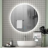 Aica Sanitär LED Spiegel Rund 60 cm Kalt/Neutral/Warmweiß, dimmbar, Memory Funktion, Wandschalter/Touch-Schalter…