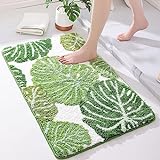 Panstar Grüne Blätter-Badematte, rutschfest, große Pflanze, Monstera-Blatt, saugfähig, Badematte, Badezimmer,…