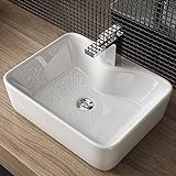 Waschbecken24 | Aufsatzwaschbecken | Eckig | Premium-Qualität | Lotus-Effekt | Badezimmer und Gäste-WC…