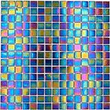 Mosaikfliese Perlmutt Mosaik Glossy Glas iridium schwarz