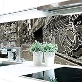 Küchenrückwand Graffiti Premium Hart-PVC 0,4 mm selbstklebend - Direkt auf die Fliesen, Größe:Materialprobe…