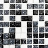 Mosaik Fliese Glas weiß grau schwarz für BODEN WAND BAD WC DUSCHE KÜCHE FLIESENSPIEGEL THEKENVERKLEIDUNG BADEWANNENVERKLEIDUNG Mosaikmatte Mosaikplatte
