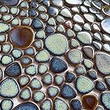 Hominter 6 Blatt Kieselsteine, Porzellanfliesen, gemischt, Aqua und Braun, glasierte Keramik-Mosaiksteine,…
