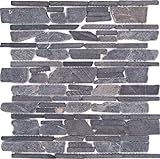 Mosaik Fliese Marmor Naturstein grau anthrazit - schwarz (imprägniert) Brickmosaik WAND BAD WC DUSCHE…