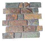 Schiefer Mosaik Fliese Naturstein Brick braun rost Fliesenspiegel Mosaikmatte Mosaikplatte Spritzschutz…